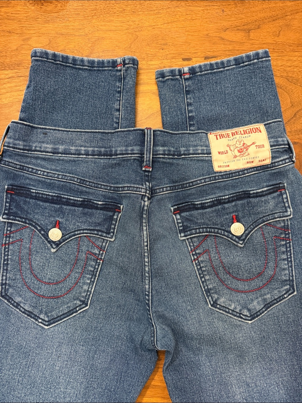 True Religion Men’s Relaxed Fit Jeans with Red Stitching